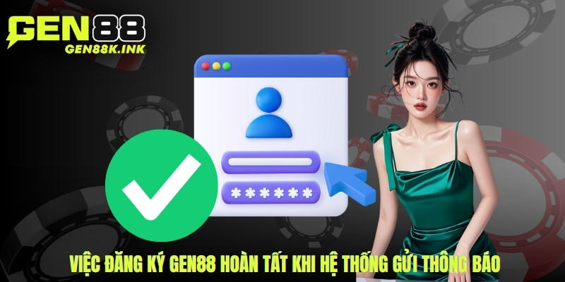 Việc đăng ký Gen88 hoàn tất khi hệ thống gửi thông báo thành công cho bạn