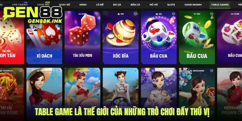Table game là thế giới của những trò chơi đầy thú vị